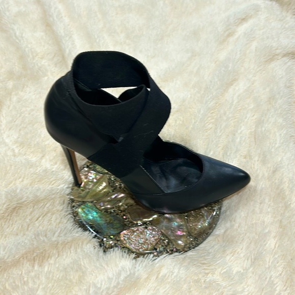 Black heel elastic ankle straps - Picture 1 of 5